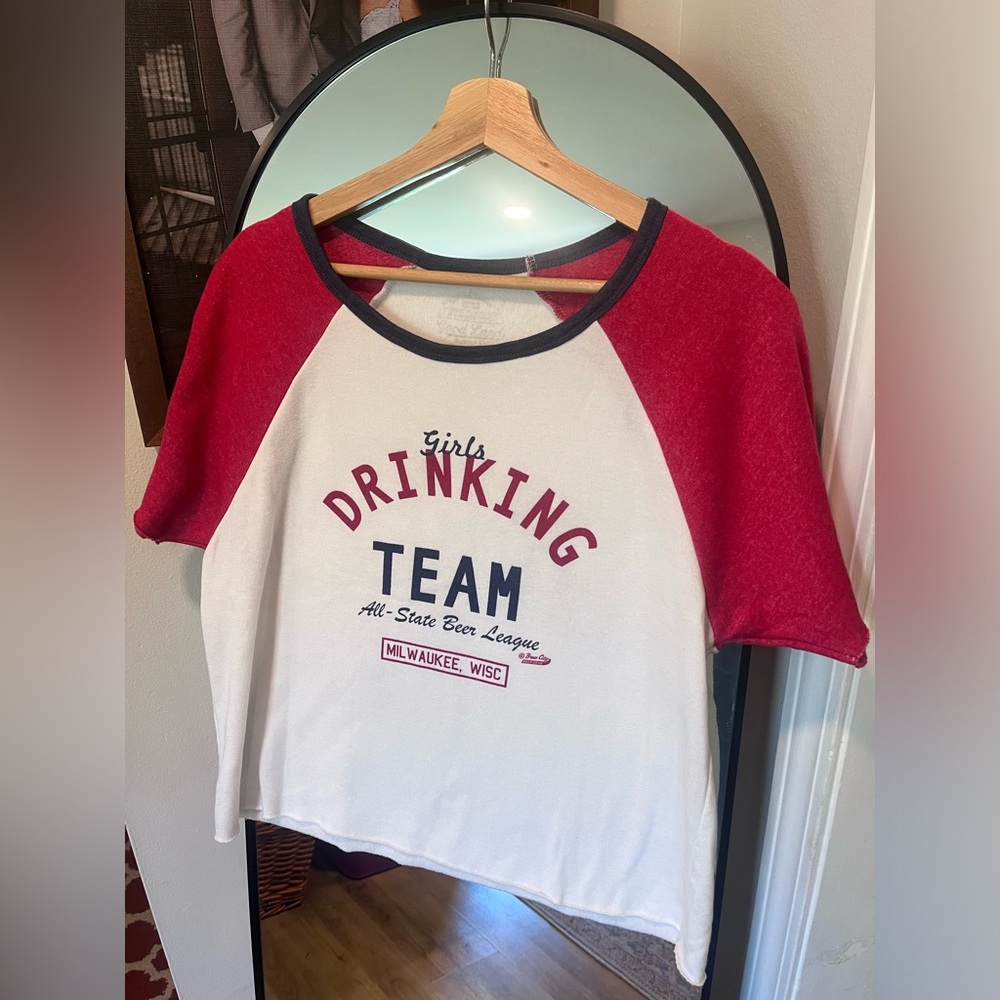Milwaukee, WI
Girls Drinking Team Short Sleeve Tee - Red and White